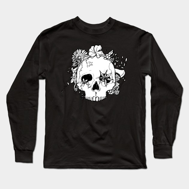 skull and flowers Long Sleeve T-Shirt by MerryDee